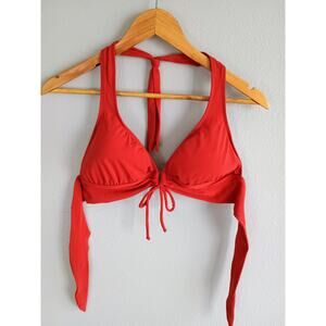 Robin Piccone halter top bikini top fiery red L beachy coastal swim quiet Luxury